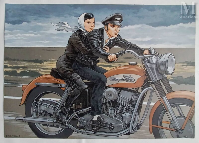 En vente - beltran, Elvis Presley & Nathalie Wood - Illustration originale