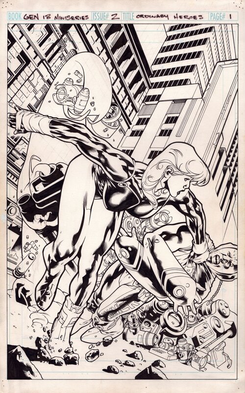 Adam Hughes, Mark Farmer, Hughes: Gen 13: Ordinary Heroes 2 page 1 - Planche originale