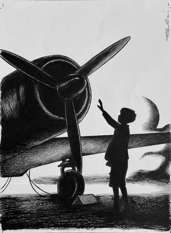 Peeters, illustration L'Empire du Soleil, Spielberg - Illustration originale