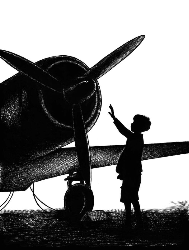 Peeters, illustration L'Empire du Soleil, Spielberg - Original Illustration