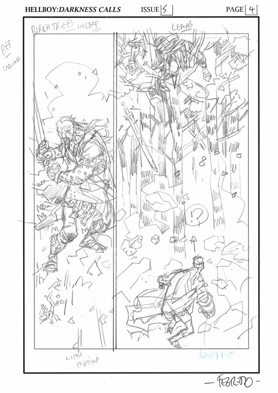 Duncan Fegredo, Darness Calls #5 Page 4 Pencil Prelim - Œuvre originale