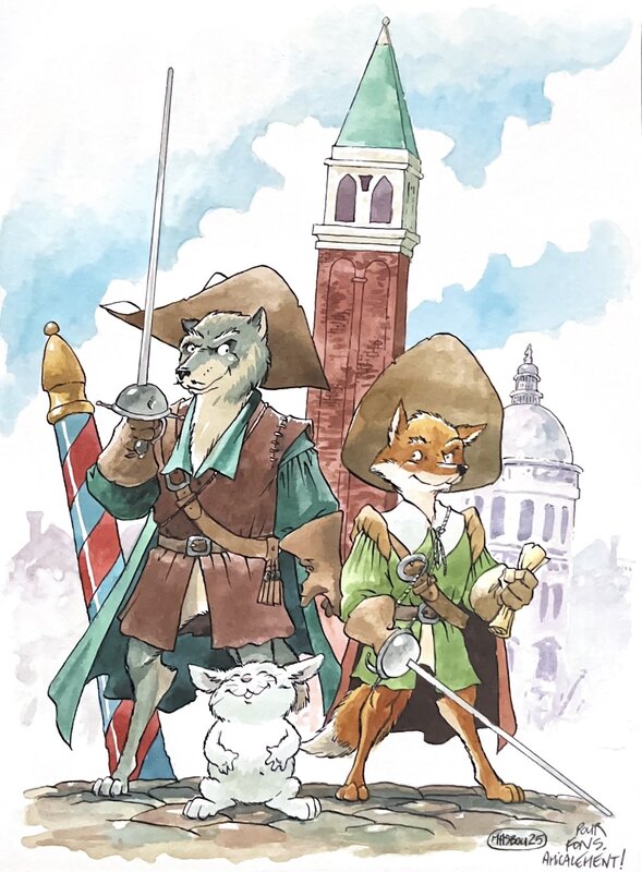 Jean-Luc Masbou De cape et de Crocs - Illustration originale