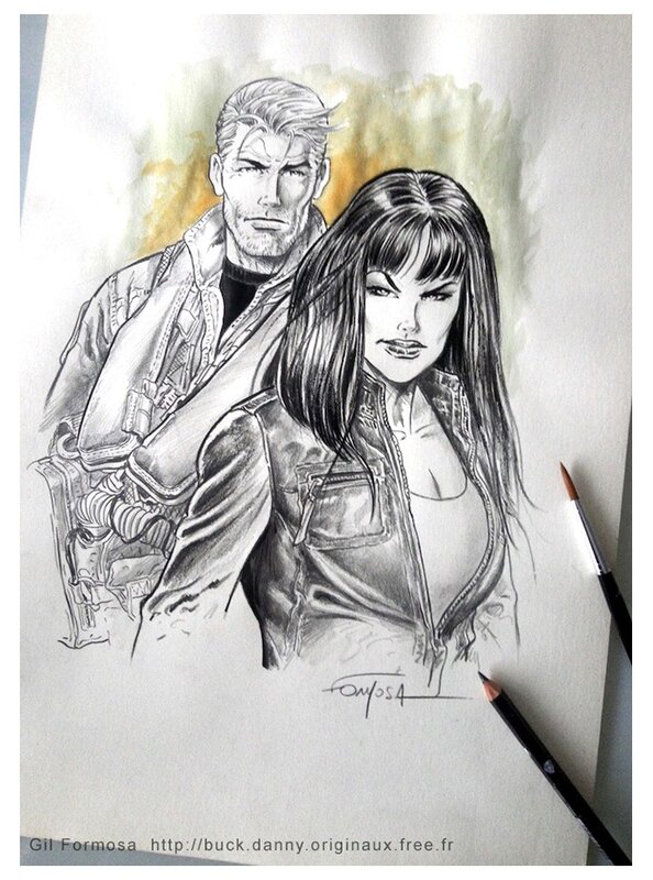 BUCK DANNY & LADY X par Gil Formosa - Illustration originale