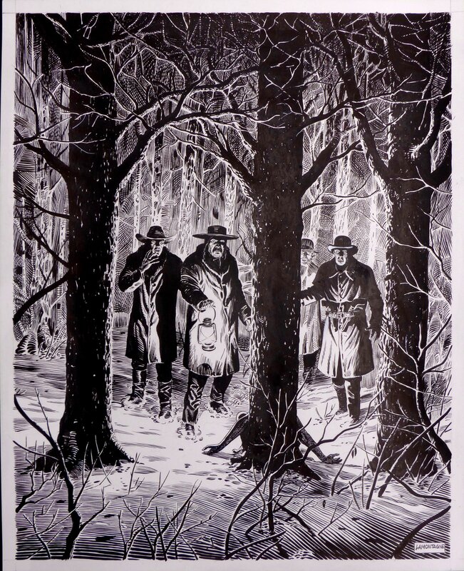 En vente - Jacques Lamontagne, Couverture tirage noir et blanc Wild West tomes 3 et 4 - Planche originale