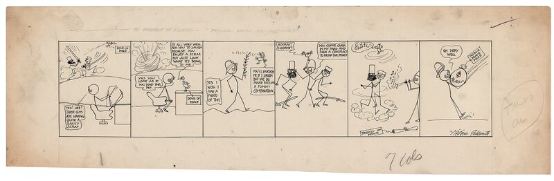 En vente - Wallace Goldsmith, Daily strip, political irony about president Theodore Roosevelt - Planche originale