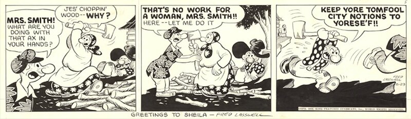 En vente - Fred Lasswell, Snuffy Smith -strip 8-29-1952 - Planche originale