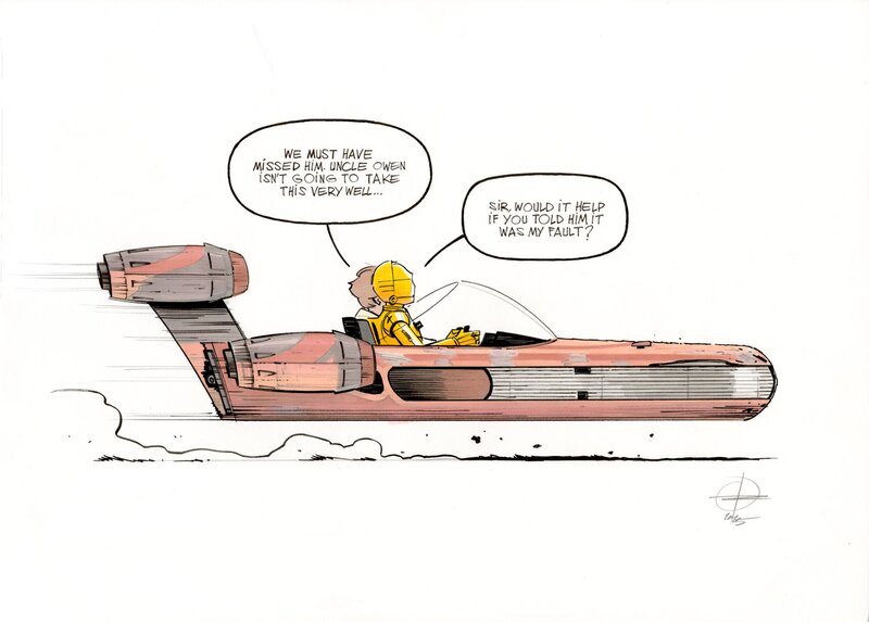 En vente - Renaud Roche, Les Guerres de Lucas - Dessin original - R21 - Illustration originale