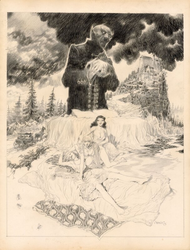 En vente - Vince, Dessin original publié en page 493 de Druillet-Vampires - Illustration originale
