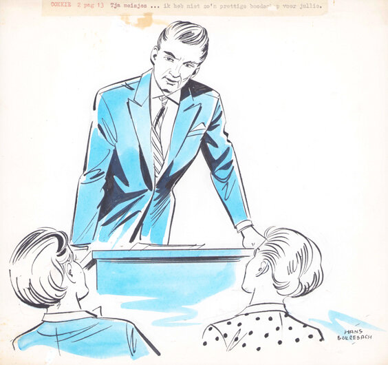 Hans Borrebach | 1960 | Cokkie Woelwater 2-13 - Illustration originale