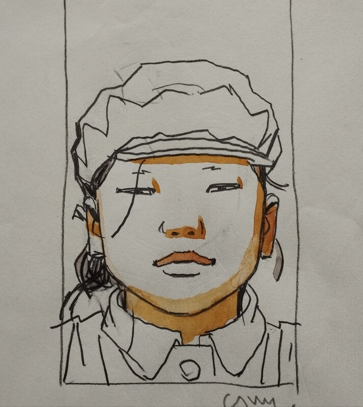 En vente - Cosey - dessin préparatoire Le Buddha d'Azur - Planche originale