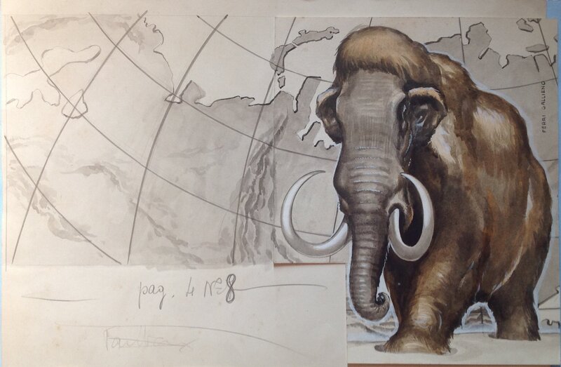En vente - Fergal, Atelier Chott, Chott, Fergal Studio de L'Atelier Chott 1 illustration Mammouth...Fantax Ou RANCHO ,superbe Dessin planche originale Lavis & Gouache - Illustration originale