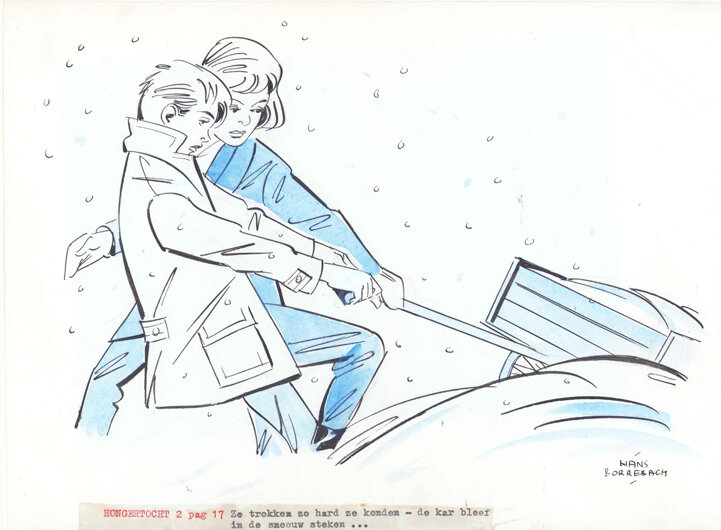 Hans Borrebach | 1963 | De hongertocht van Hansje en Freddy 2-17 - Illustration originale