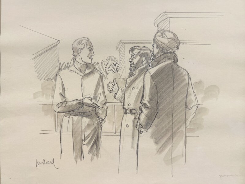 André Juillard, Blake, Mortimer et Nasir dessin preparatoire - Comic Strip