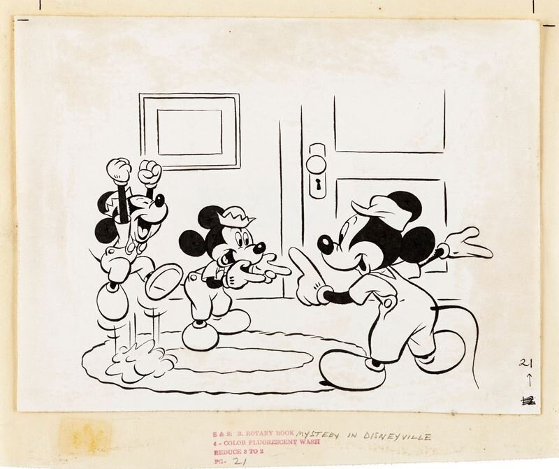 En vente - Disney Manuel Gonzales, illustration for a Mickey Mouse book, 1947 - Illustration originale
