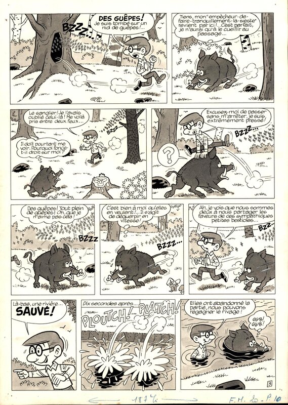 For sale - Dubois : Onésime Poinsurli et le sanglier photogénique planche 3 - Comic Strip