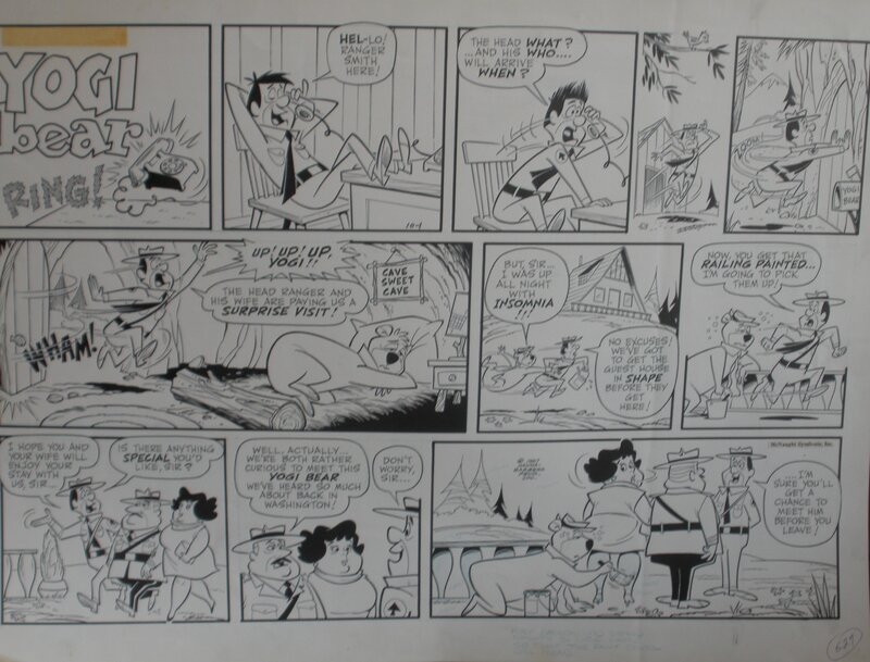 En vente - Harvey Eisenberg, Harvey EISEMBERG, YOGI BEAR sunday page, 1967 - Planche originale