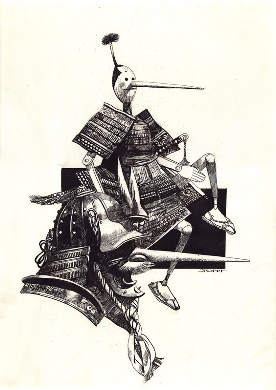 En vente - Pinocchio par Sergio Toppi - Illustration originale