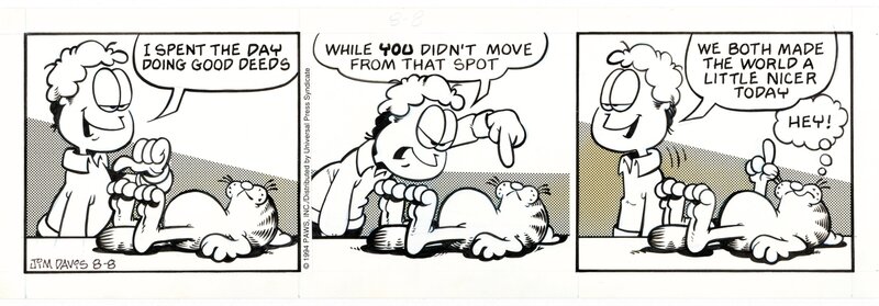 Jim Davis, Garfield daily, August 8, 1994 - Planche originale