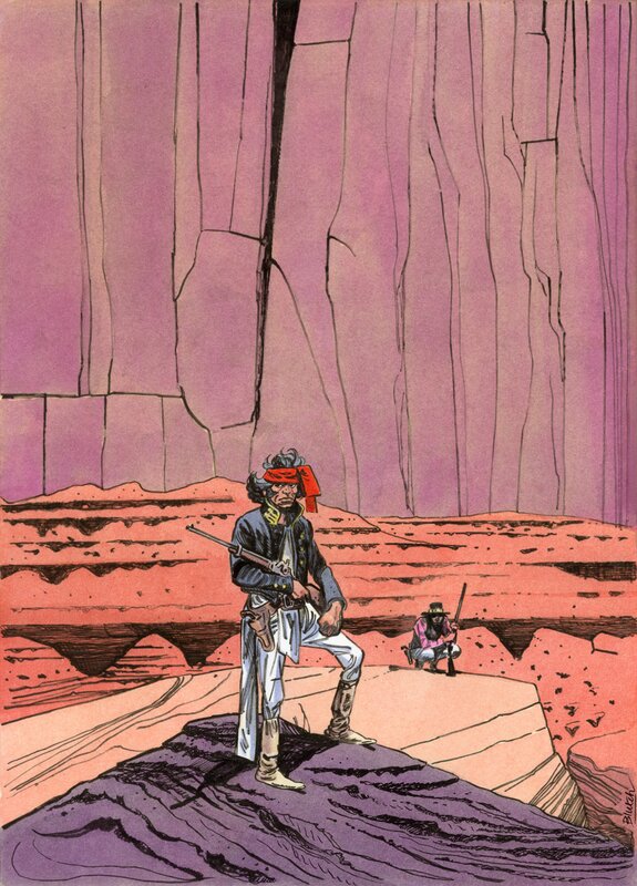 En vente - Blutch, Sur la Piste de Blueberry – Illustration originale de la couverture de Nez Cassé - Illustration originale