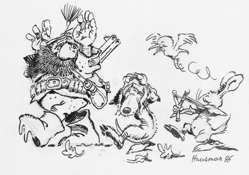 En vente - René Hausman, 1986 : Illustration pour le calendrier CPJA - Illustration originale