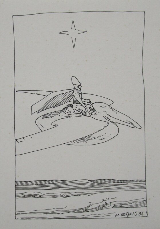 Moebius, Arzak sur son ptérodactyle - Illustration originale