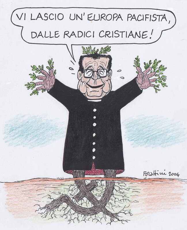 For sale - PRODI & EUROPE by Giorgio Forattini - Original Illustration