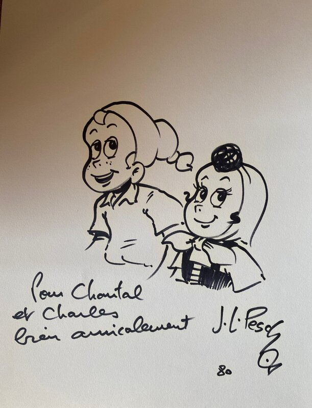 Jean-Louis Pesch, illustration originale, Sylvain & Sylvette. - Dédicace