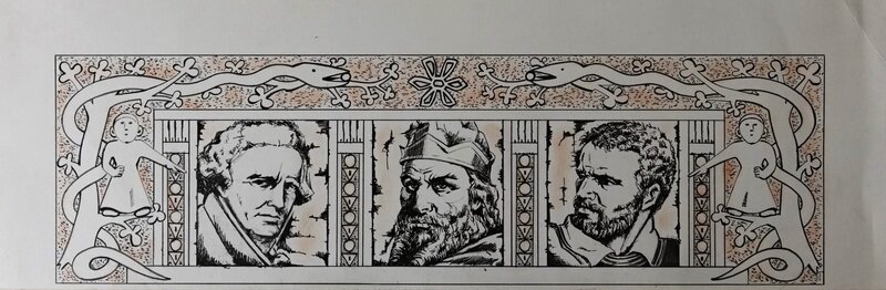 Hun Konnu, Dessin au style médiéval - Illustration originale