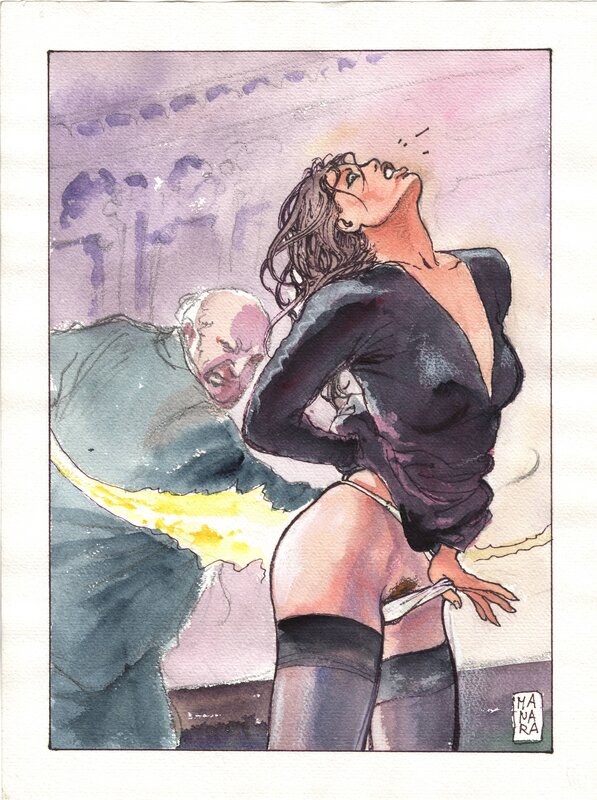 En vente - Milo Manara, La sculacciata Lla fessée] - Illustration originale