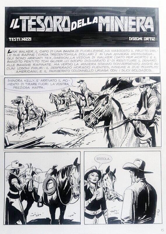 José Ortiz, Tex n°541, planche titre de Il tresoro della miniera (Bonelli) - Planche originale
