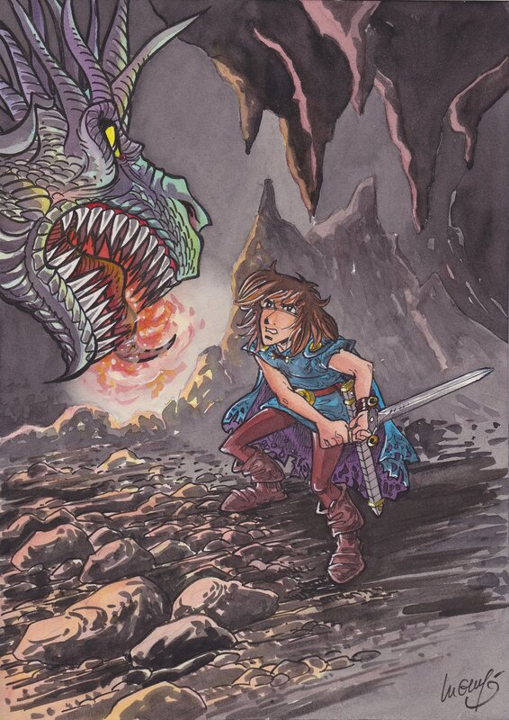 En vente - Philippe Luguy, Percevan.  Mauvaise rencontre - Illustration originale