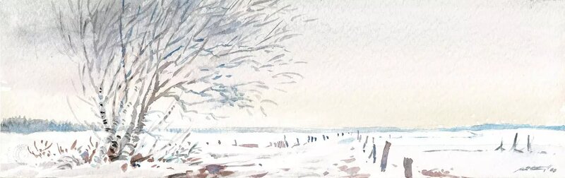 Paysage enneigé par Philippe Mittéï - Illustration originale