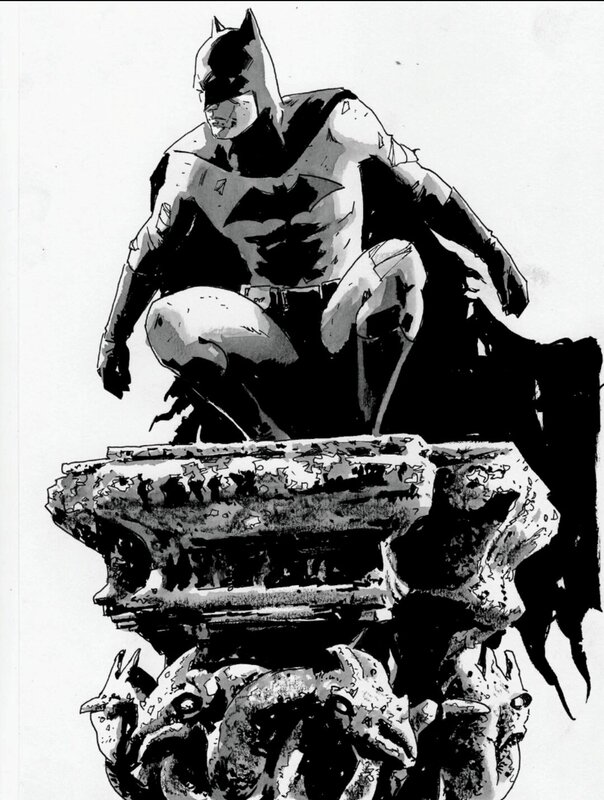 Batman (battle damaged) par Michael Lark - Dédicace