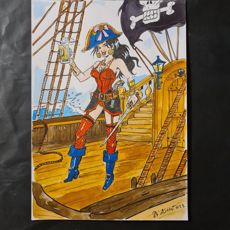 En vente - Di sano Bruno, Illustration originale couleur aquarelle et encre de chine - Illustration originale