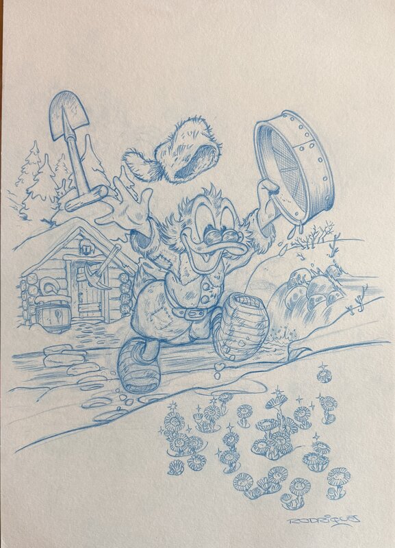 Paco Rodriguez Peinado, (2020) Couverture (crayonné final) - Oncle Picsou au Klondike - Couverture originale