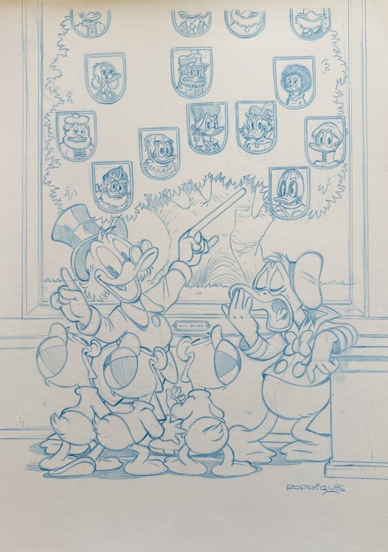 Paco Rodriguez Peinado, Couverture (crayonné final) - Généalogie Famille Picsou / Donald - Couverture originale