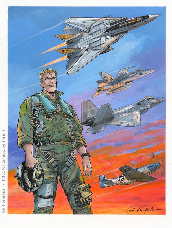 Gil Formosa, Buck DANNY F-14, F-18, F-22, P51 - Original Illustration