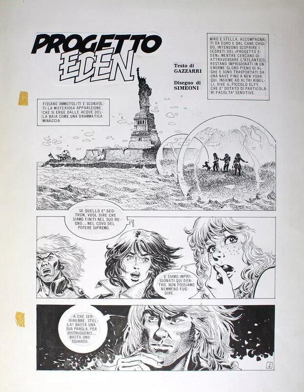 Emiliano Simeoni, Page titre de l'épisode 11 de Progetto Eden (Lanciostory 22 de 1983) - Planche originale