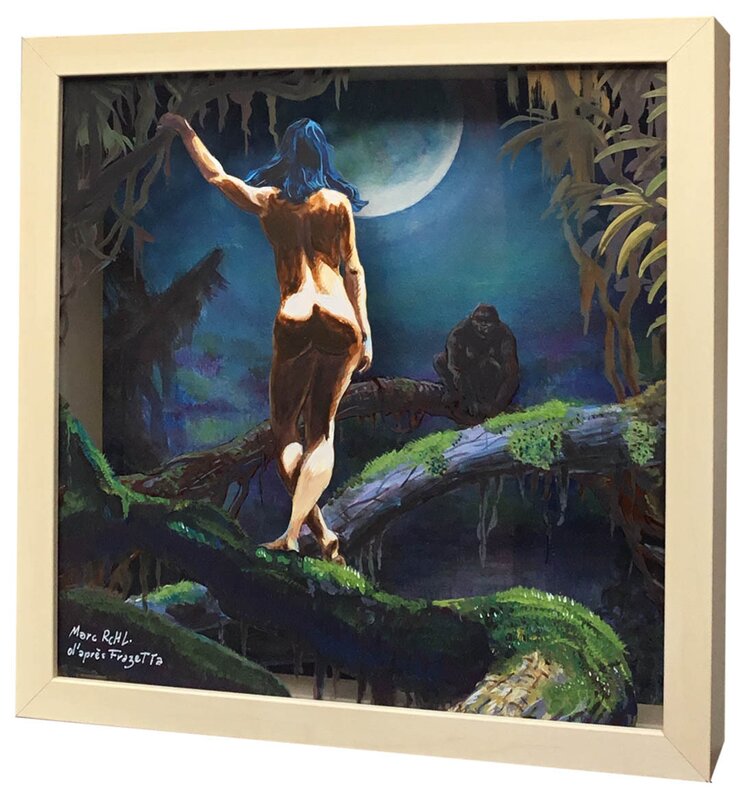 For sale - Marc Rouchairoles, Femme et Gorille d'après Frazetta - Original art