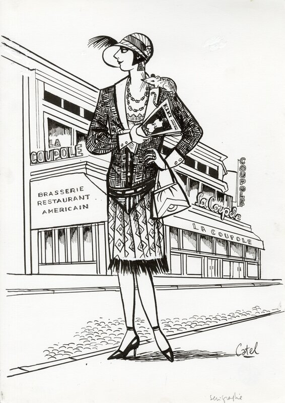 En vente - Catel, Kiki DE MONTPARNASSE – Dessin original pour ex libris Expérience – R02 - Illustration originale