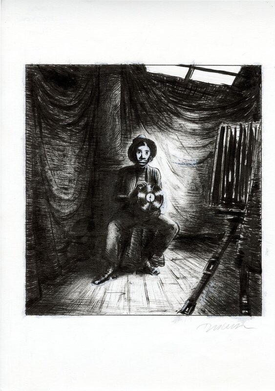 En vente - Frantz Duchazeau, Le rêve de Meteor Slim – Illustration originale de Couverture - Illustration originale