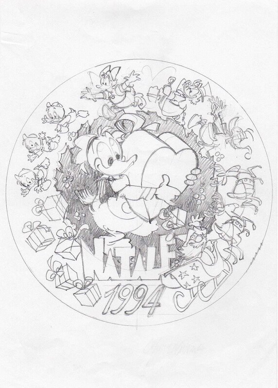 Giorgio Cavazzano, Christmas plate illustration - 1994 - Illustration originale