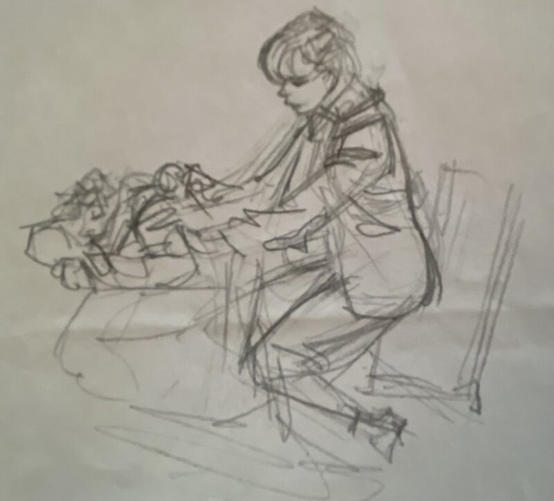 Jean-Pierre Gibrat, croquis original préparatoire, Cécile, 