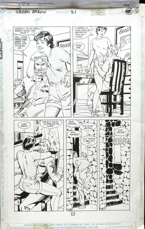 Dan Jurgens, Dick Giordano, Frank McLaughlin, Mike Grell, Green Arrow vol 2 #21, page 14 - Original Illustration