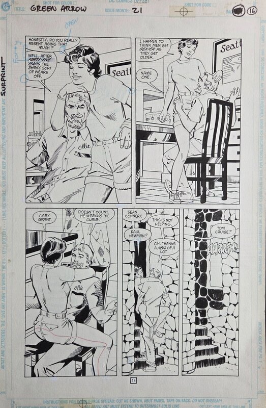 Dan Jurgens, Dick Giordano, Frank McLaughlin, Mike Grell, Green Arrow vol 2 #21, page 14 - Original Illustration