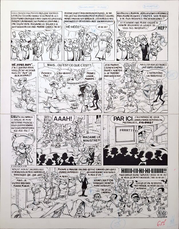 For sale - Jacques Devos, M. Rectitude et Génial Olivier, Tome 15 : Hi-fi génie (Nœud Tronc), page 6 (page de fin) - Comic Strip