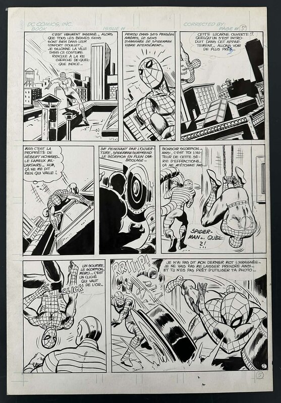 En vente - Gérald Forton, SPIDER-MAN CONTRE LE SCORPION planche Originale N°5 Marvel Comics 1980 - Planche originale