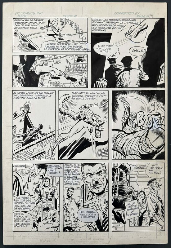 En vente - Gérald Forton, SPIDER-MAN CONTRE LE SCORPION planche originale N°7 . Marvel Comics 1980 - Planche originale