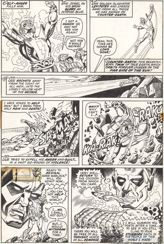 Gil Kane, Tom Sutton, Ron Goulart, Warlock - The Day of the Death Birds! - #5 p6 - Comic Strip