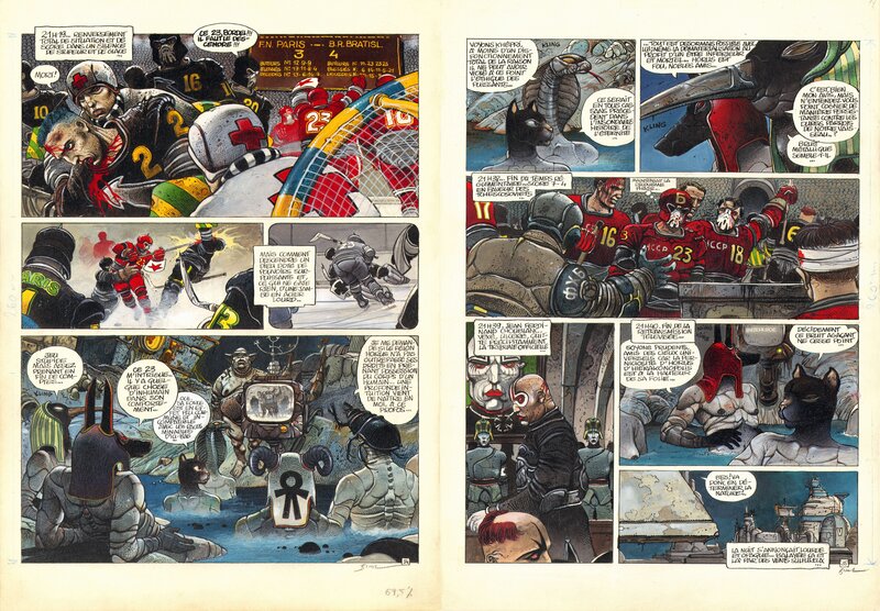 Enki Bilal, La Foire aux Immortels  Diptyque - Planche originale